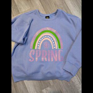 Womens Large Pullover Sweatshirt, Colorful Print, Spring Clothing, Rainbow